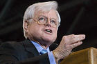 Senator Kennedy endorsing Barack Obama at American University.